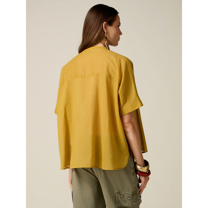 Oltre - Camicia in mussola di cotone - Giallo