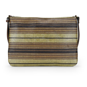 Bolso de rafia marrón con rayas