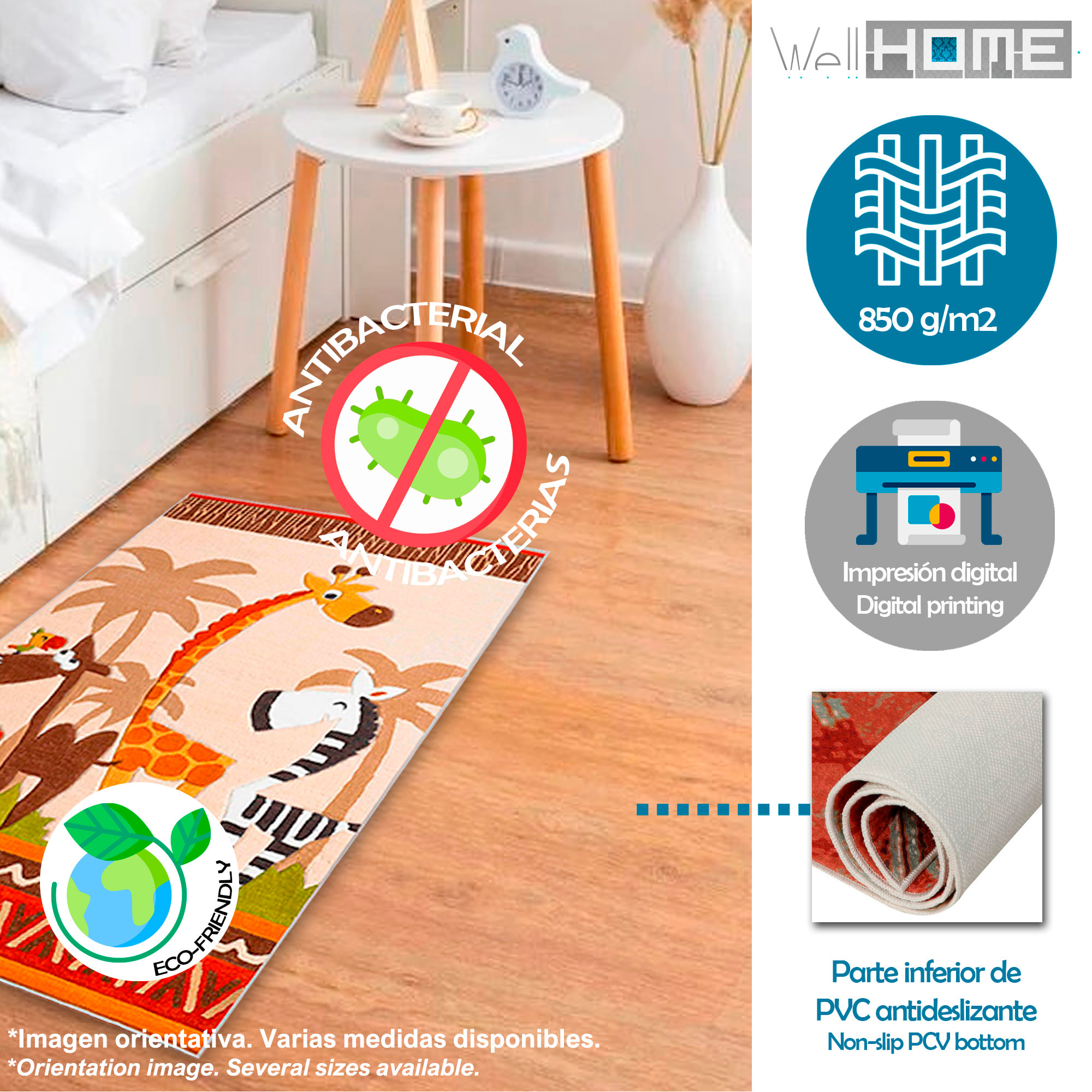 Alfombra infantil de Poliester estampada 160 x 230cm