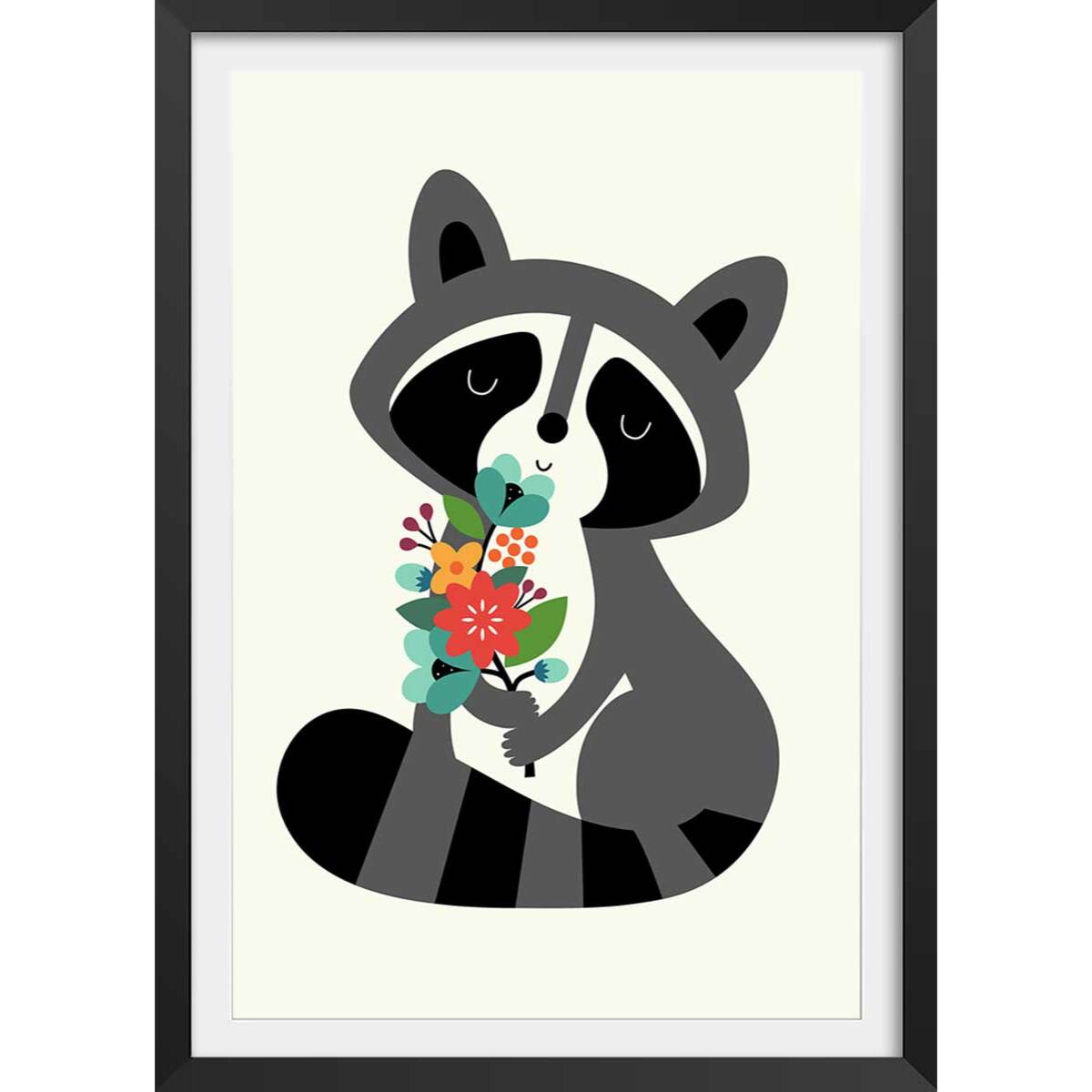 Affiche  orsetto lavatore Affiche + cadre en bois - Noir