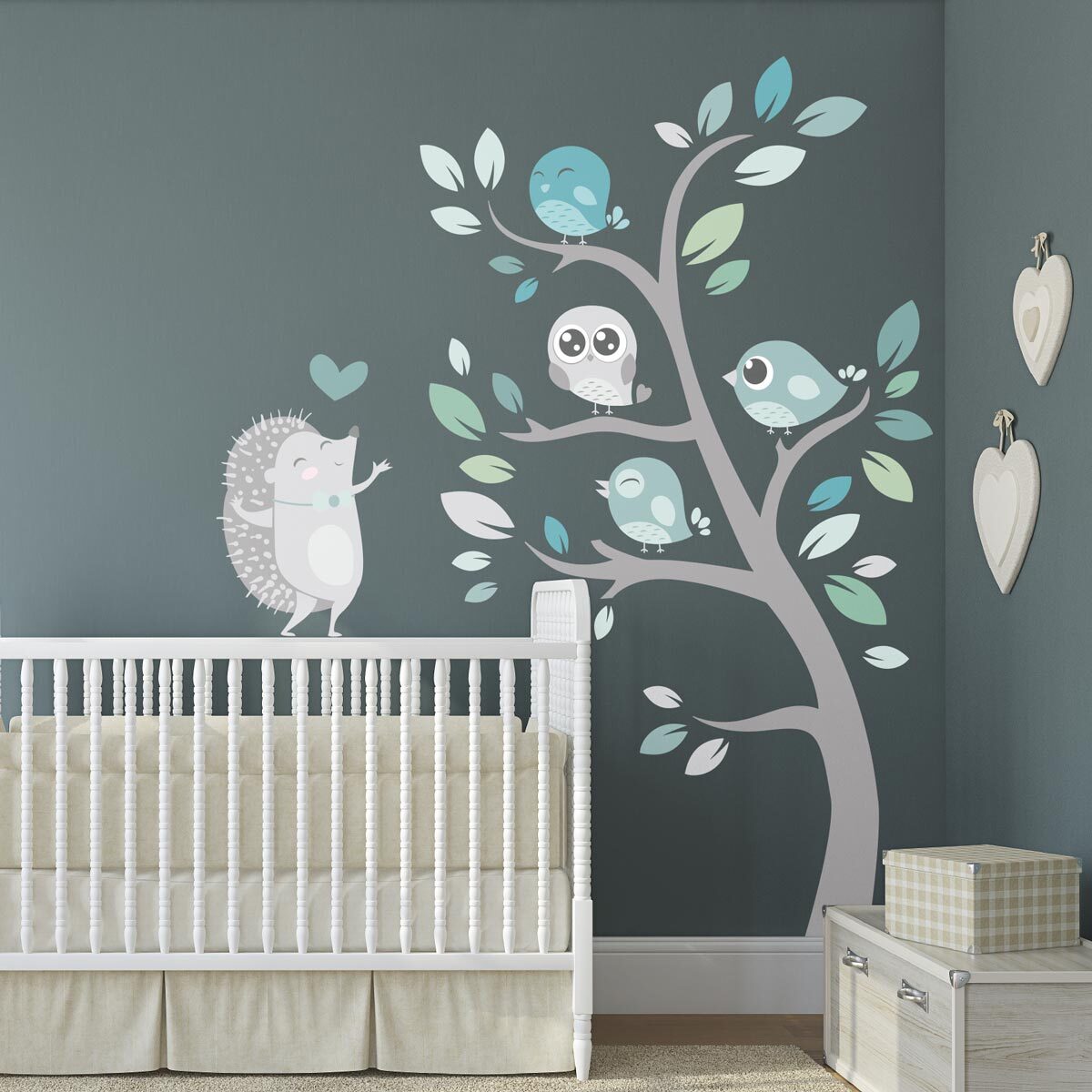 Stickers muraux | Sticker Mural Autocollant - HÉRISSON ET LES OISEAUX EN PLEINE NATURE - Stickers adhésifs