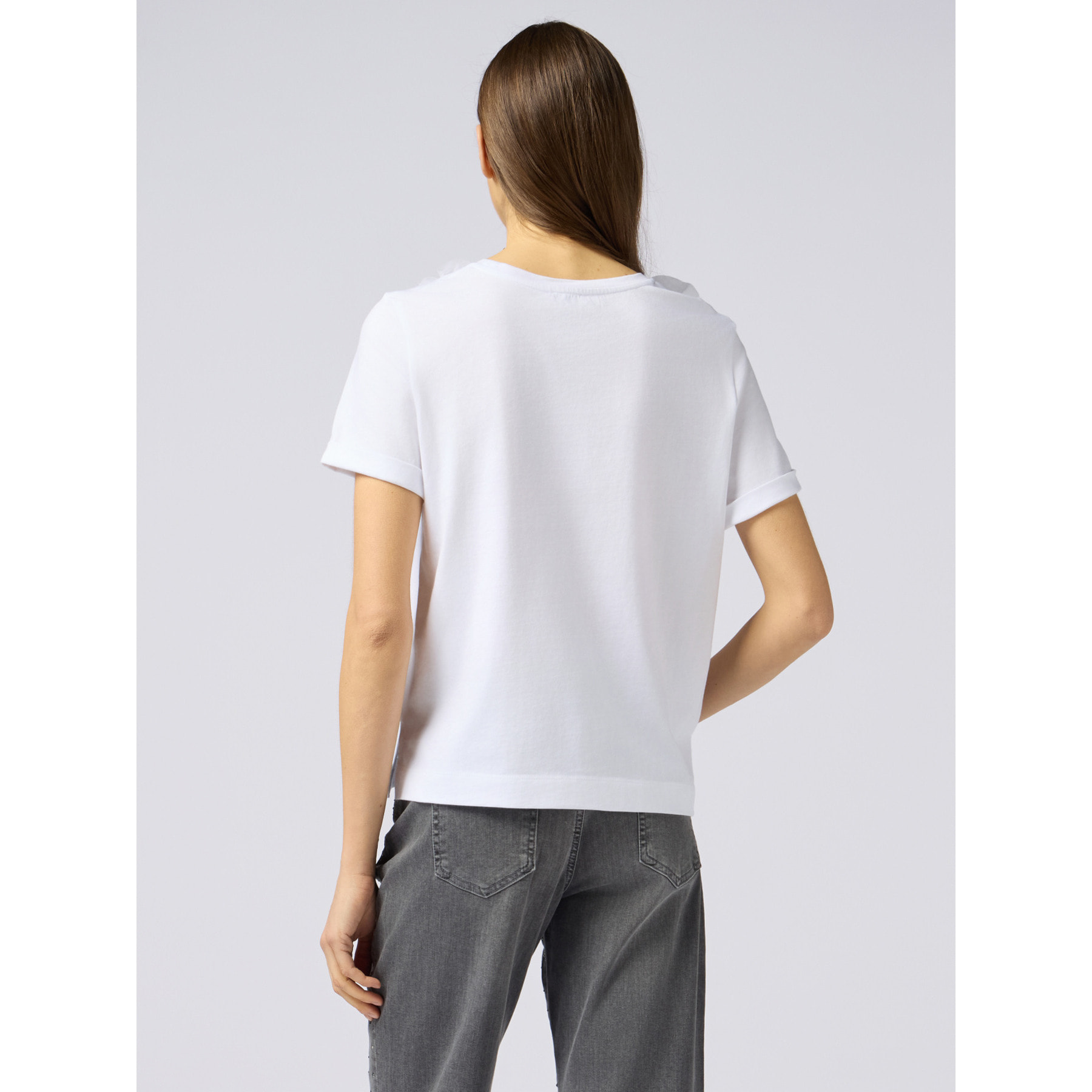 Oltre - T-shirt con applicazioni floreali - Bianco