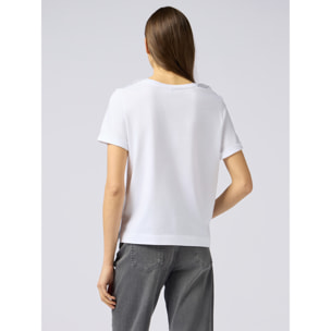 Oltre - T-shirt con applicazioni floreali - Bianco