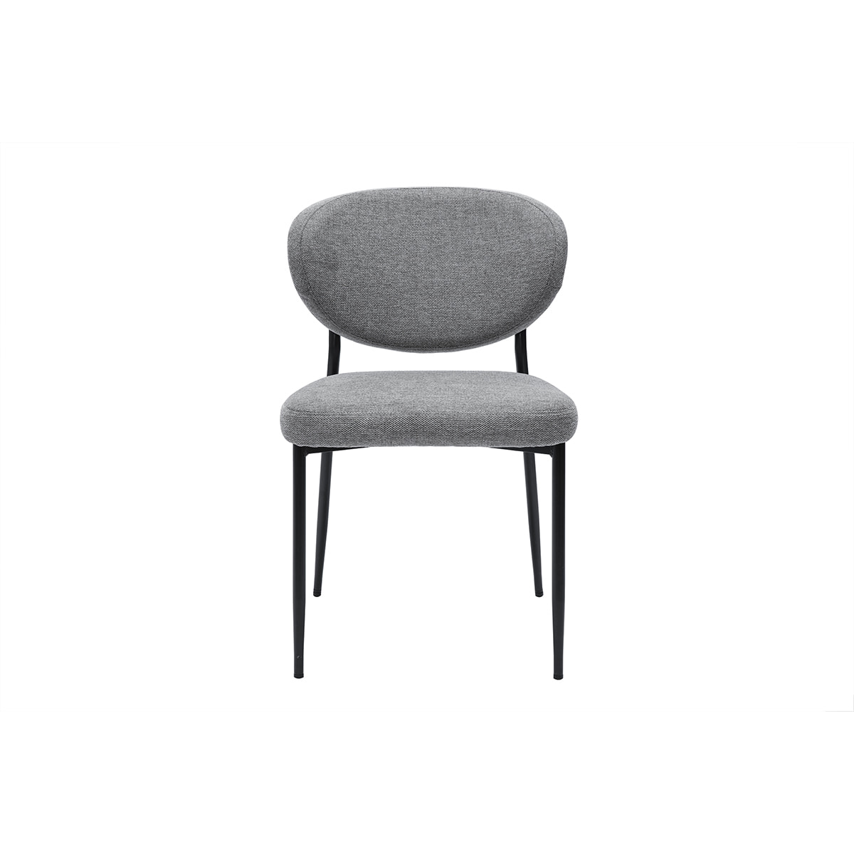 Chaises en tissu effet velours texturé gris et métal noir (lot de 2) BREKA