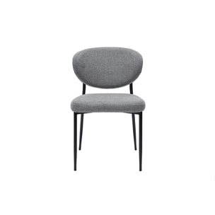 Chaises en tissu effet velours texturé gris et métal noir (lot de 2) BREKA