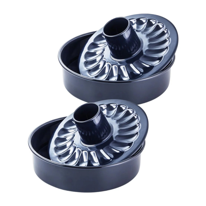 Ensemble de 2 Moules à manqué et savarin double fond 28 cm Dr. Oetker Back Liebe