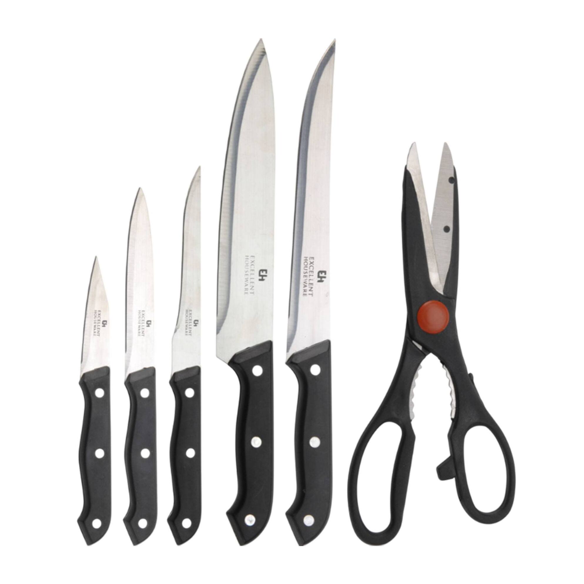 juego de cuchillos 6pcs en acero con tacoma de madera