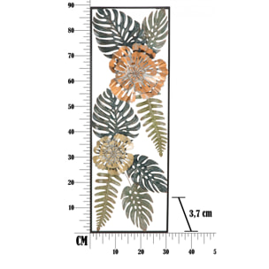 Decorazione da parete, Ferro, Con fantasia floreale, Misure: 31 x 3 x 89 cm