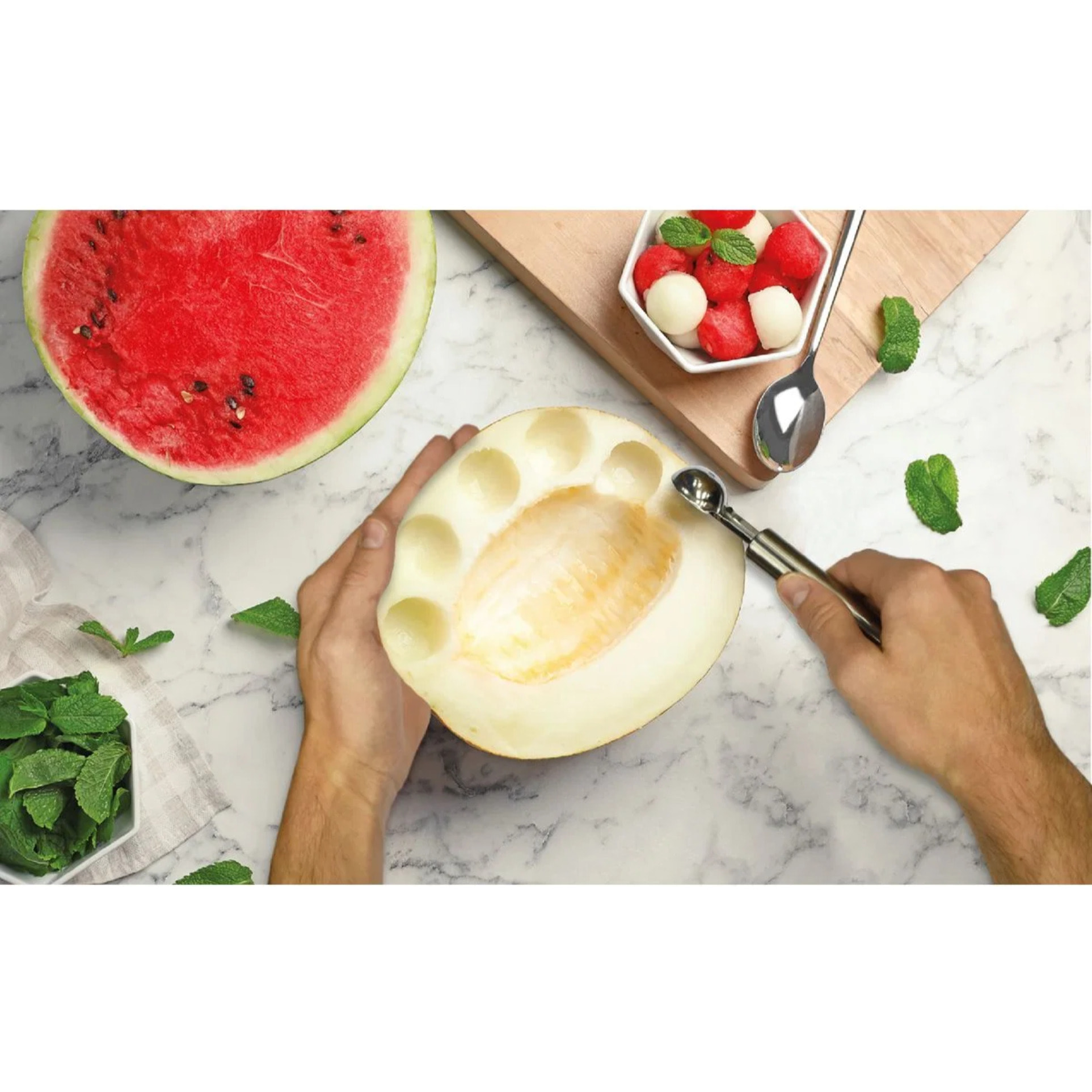 Set de 2 ustensiles de cuisine cuillère à melon en inox Fackelmann Elemental