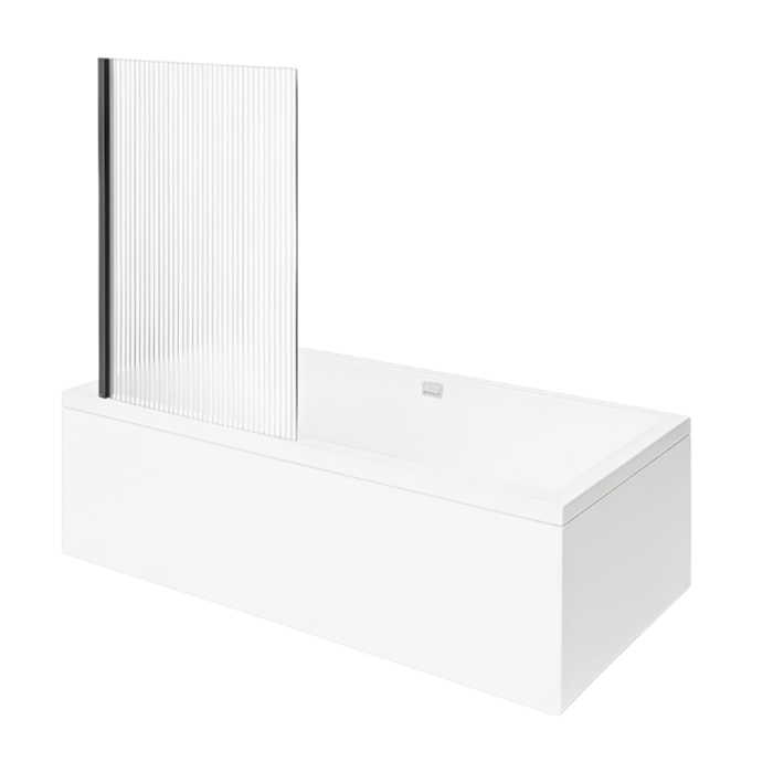 Baignoire droite Collaro 170 x 75cm Blanc mat  vidage et trop plein blanc mat + Pare bain gauche AURYS Raywall