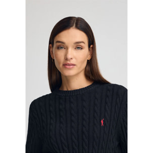 Maglione blu marino a girocollo in misto lana con ricamo Rigby Go