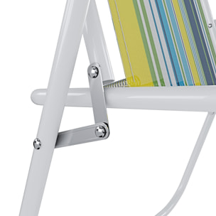 Sedia Pieghevole Da Spiaggia Campeggio Camping Leggera E Resistente In Metallo In Tessuto Oxford 600D Con Braccioli Seggiola Verde Azzurro Giallo