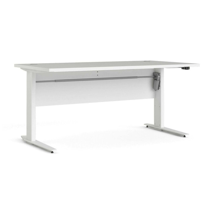 Scrivania Gonu, Scrittoio multiuso, Tavolo per ufficio porta PC, Piano di lavoro, 150x80 h119 cm, Bianco