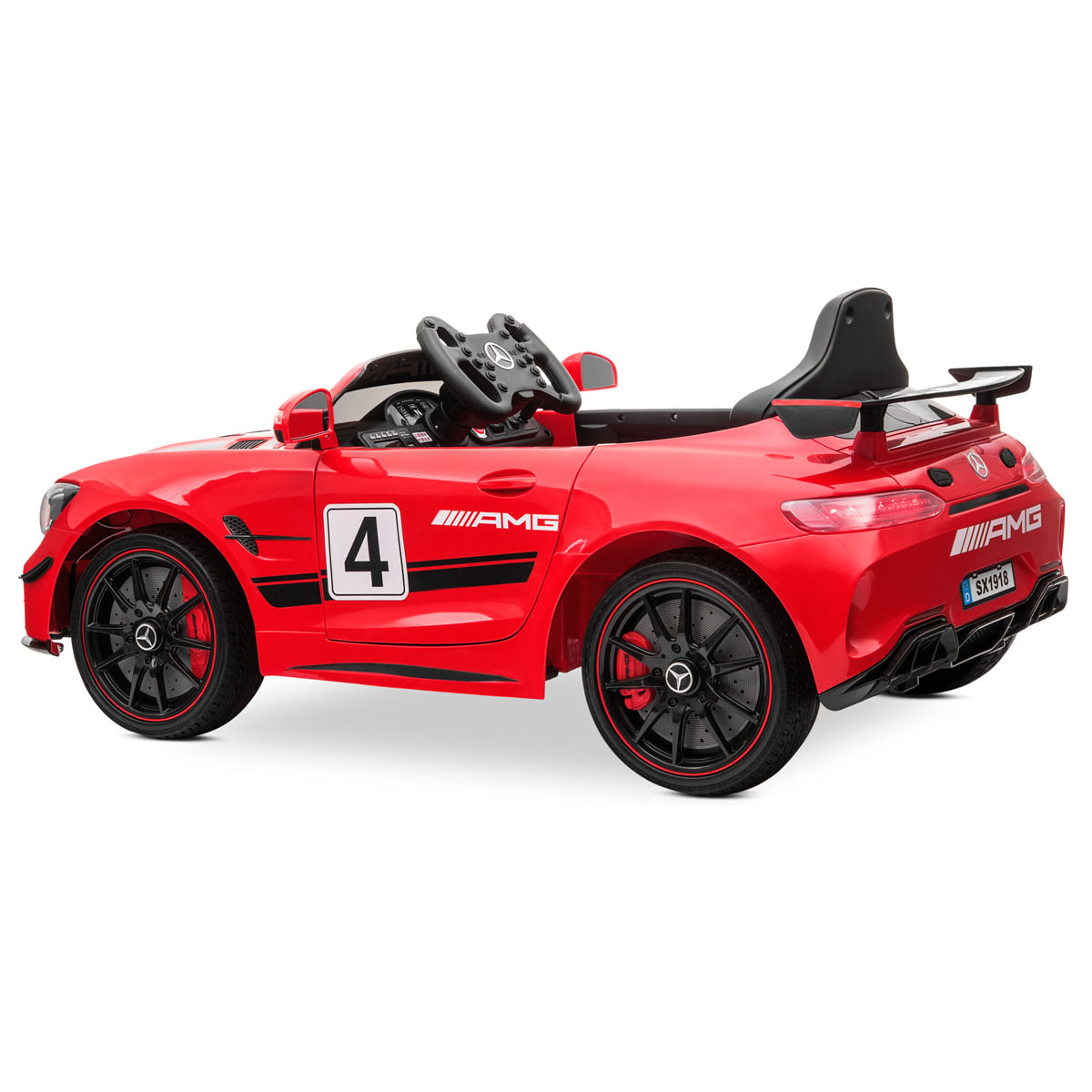 PLAYKIN Coche eléctrico niños MERCEDES-BENZ GT4 RED batería 12V con mando control +3 años