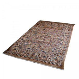 Tapis Jedi rouge et beige aux motifs floraux d'inspiration Orientale