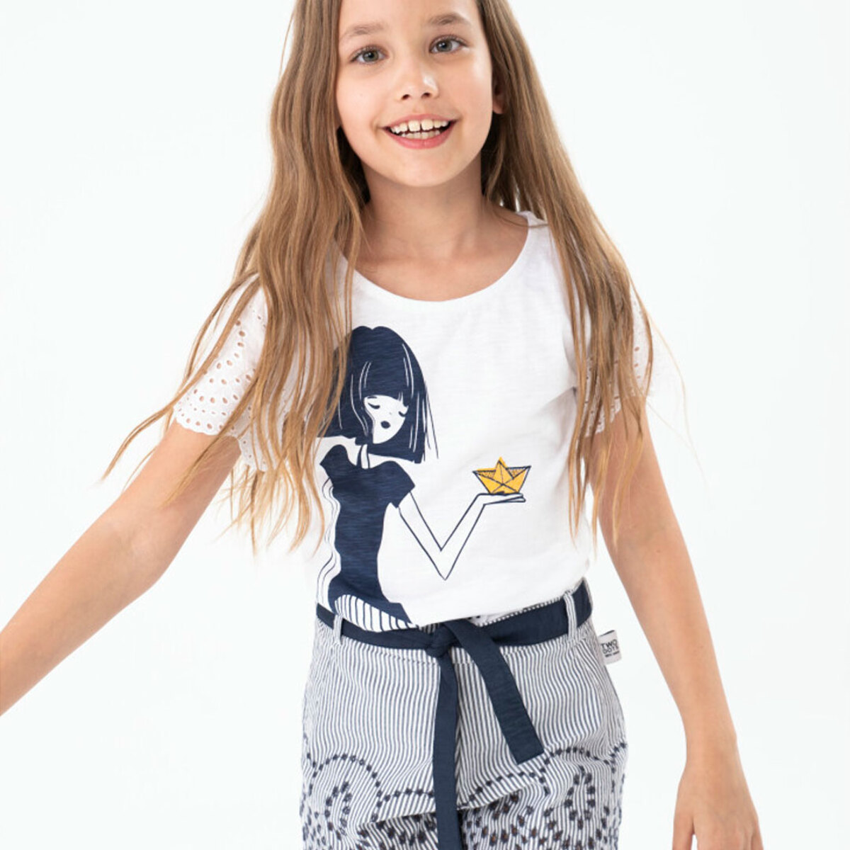 Camiseta niÃ±a estampada, mangas cortas, blanco, 438061