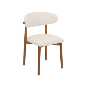 Chaise bois d'hévéa et tissu bouclette (lot de 2)  PAOLA