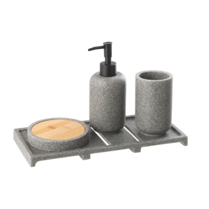 J-Line distributeur de savon On Tray - polyrésine - gris foncé/naturel