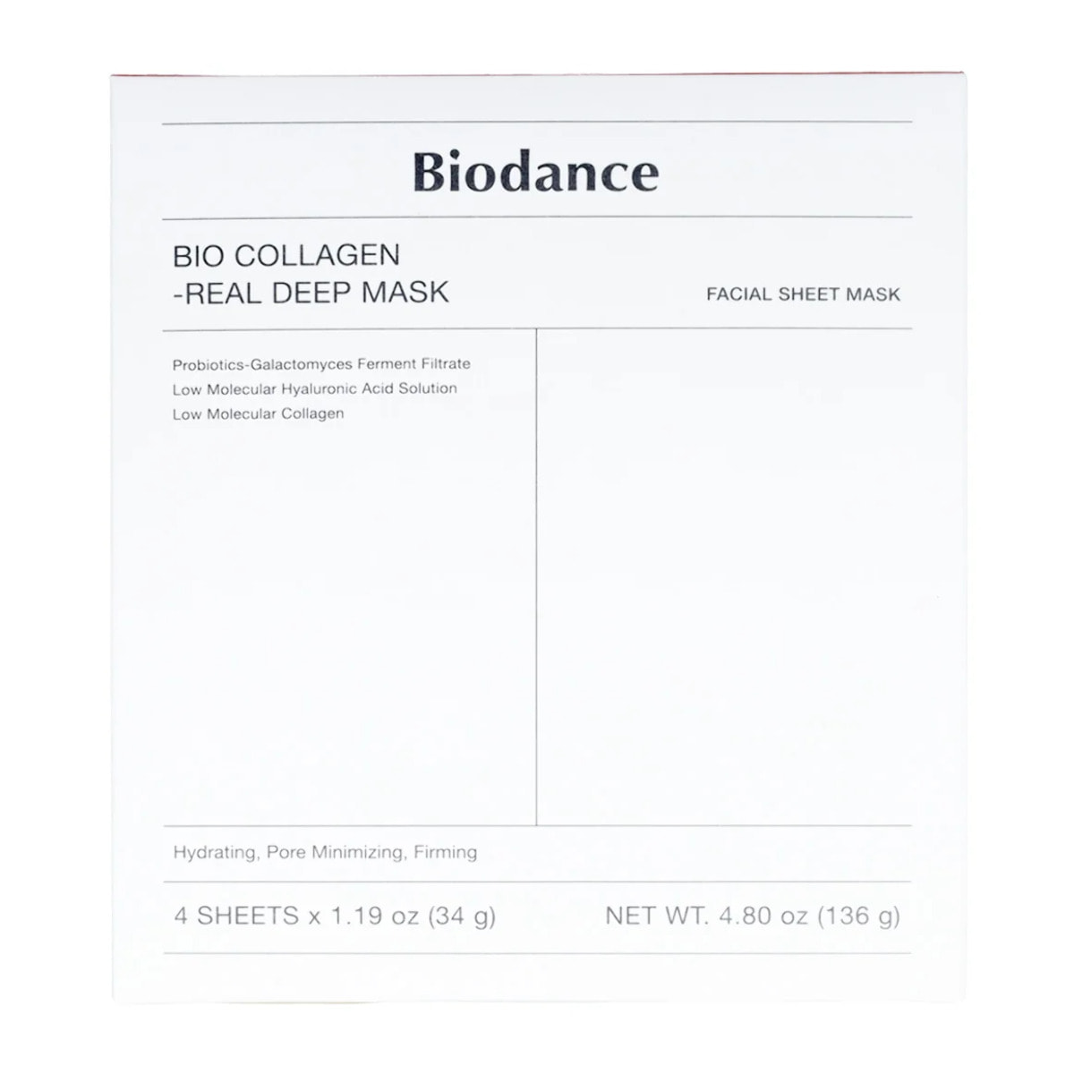 4x Mascarilla Facial Bio-Collagen Real Deep Mask Biodance