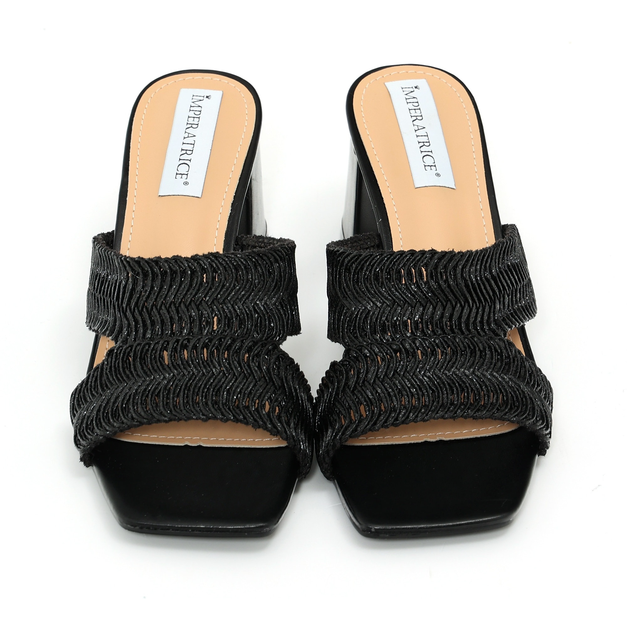 Sandali in simil pelle con tacco comodo quadrato