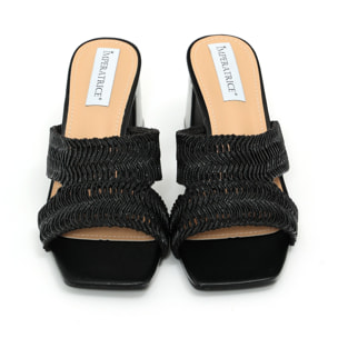 Sandali in simil pelle con tacco comodo quadrato