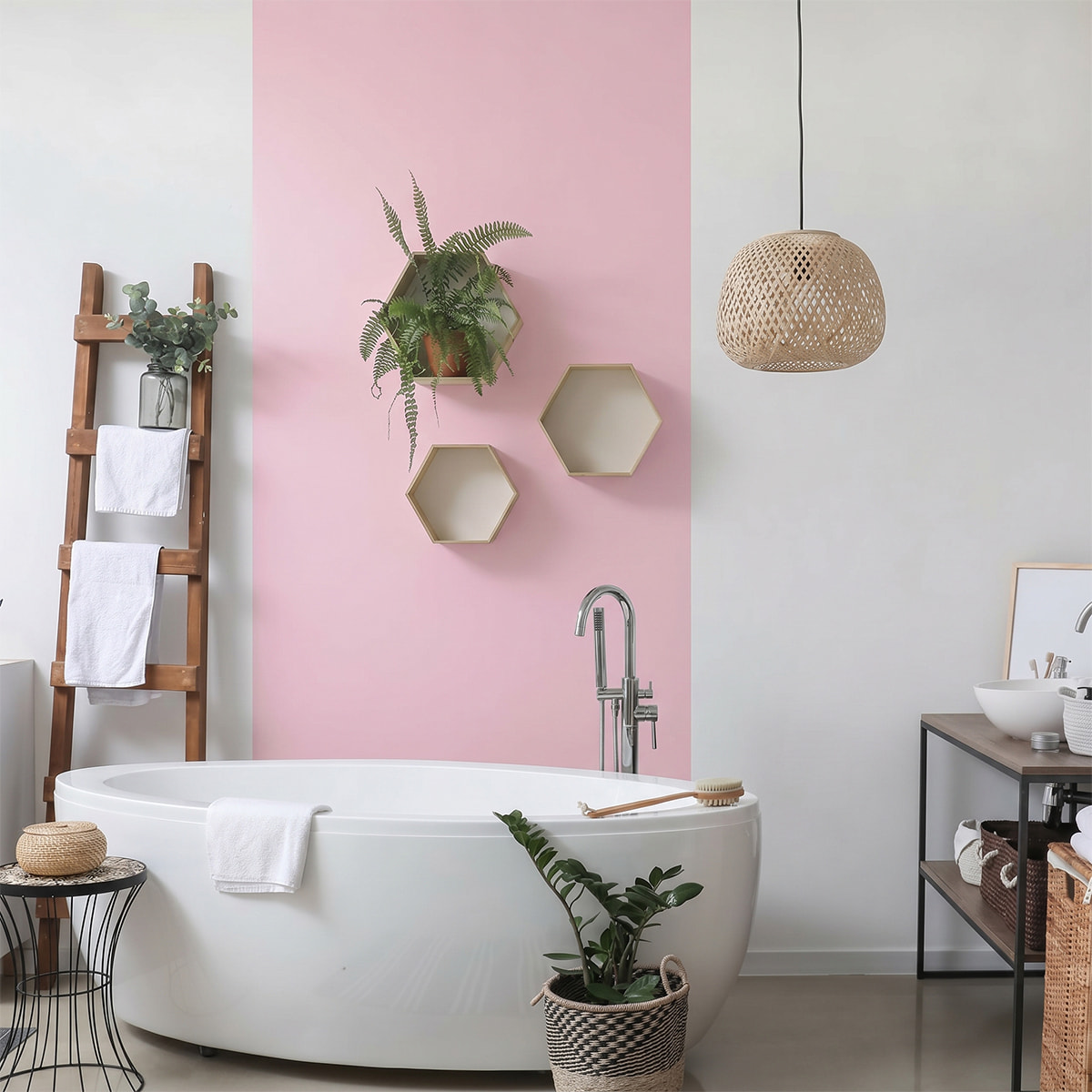 Rouleau adhésif décoratif Vinyle au Mètre - Rose poudre - Sticker Lavable Imperméable Mur Cuisine Meubles