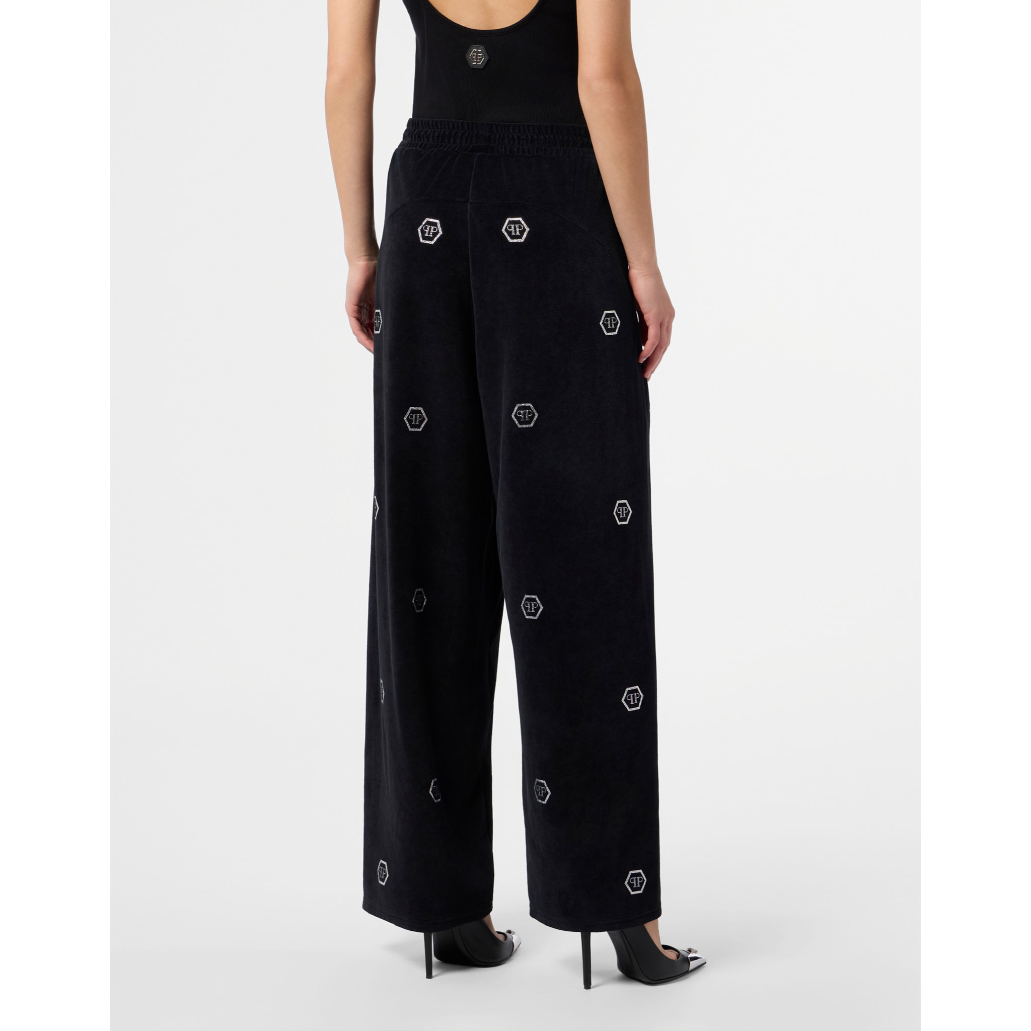 PHILIPP PLEIN Chenille Skater Fit Tracksuit Pants Monogram Strass