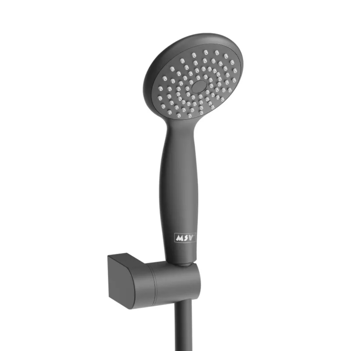 Pommeau de douche Vicente Noir matt Ø 80 mm avec support mural et flexible 150 cm