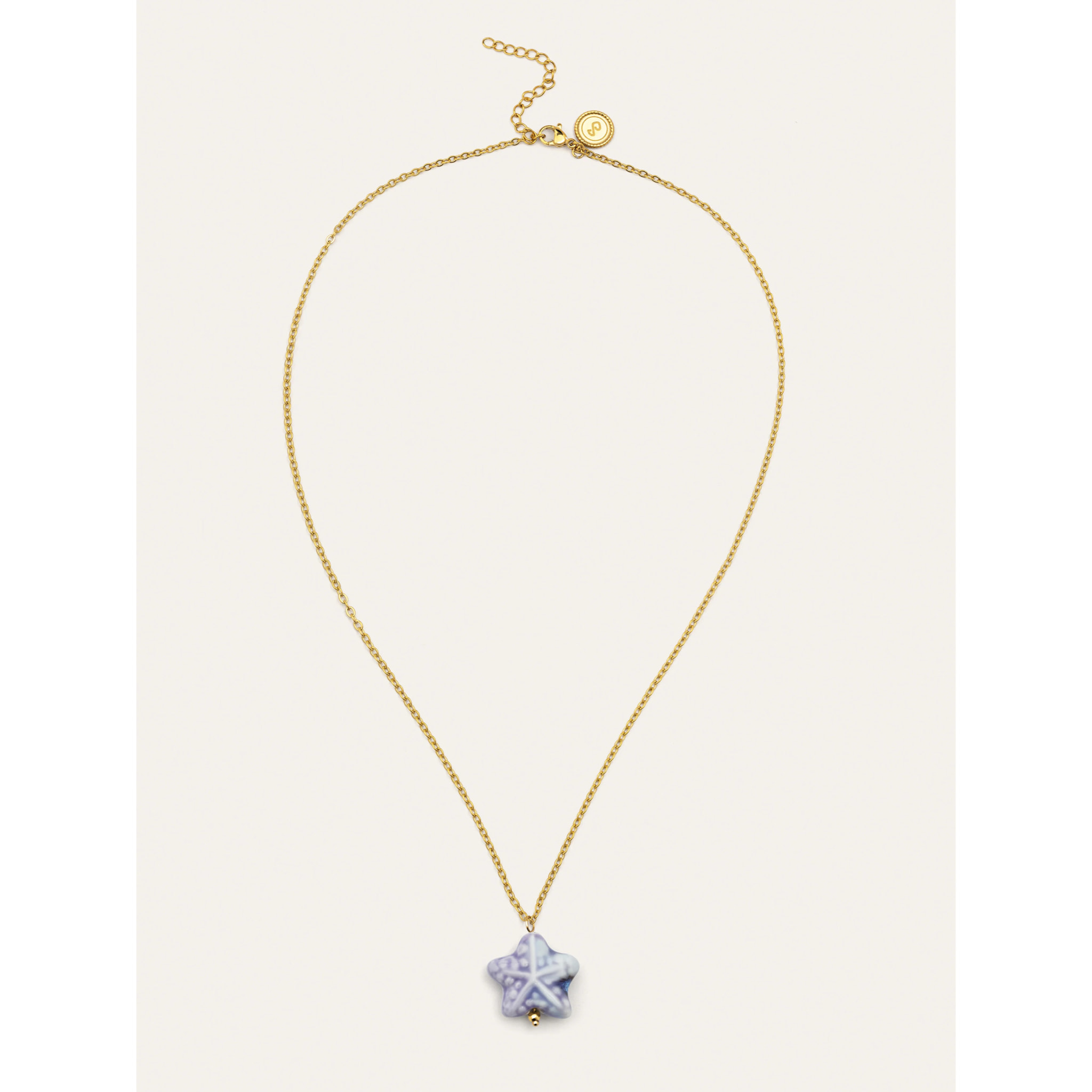 Collana Starfish Blue in Acciaio Placcato Oro