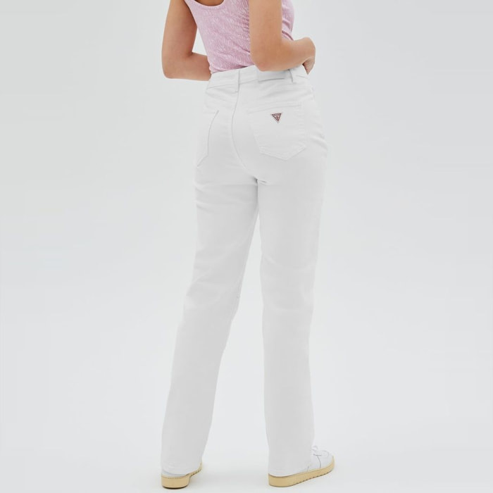 Jeans - coupe droite - coton - imprimé - blanc
