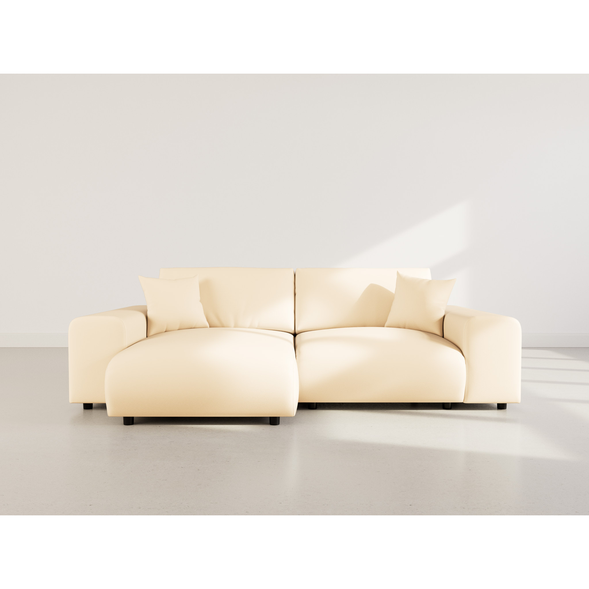 Garance - canapé d'angle réversible 4 places en simili - Beige