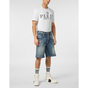 PHILIPP PLEIN DENIM SHORTS SKULL