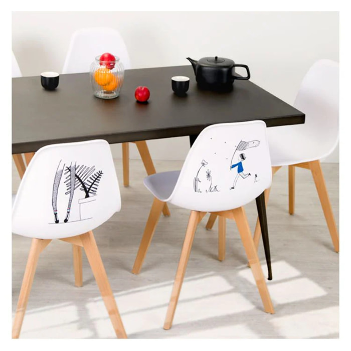 Table rectangulaire 6 personnes en métal gris 150 cm - Indus