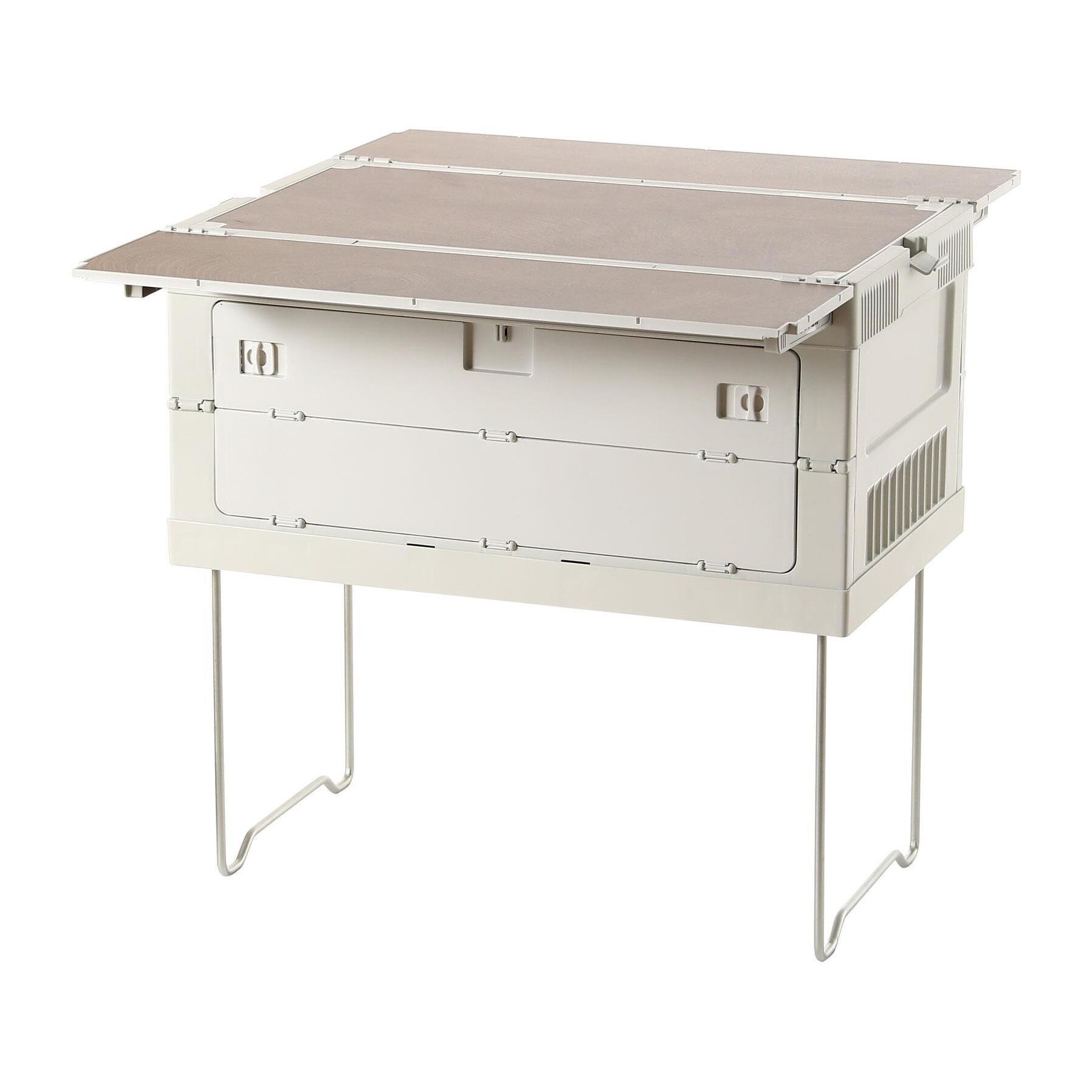 Caja de almacenaje para camping 3 en 1 con patas plegables Blanco 59,2x36,3x32,8cm