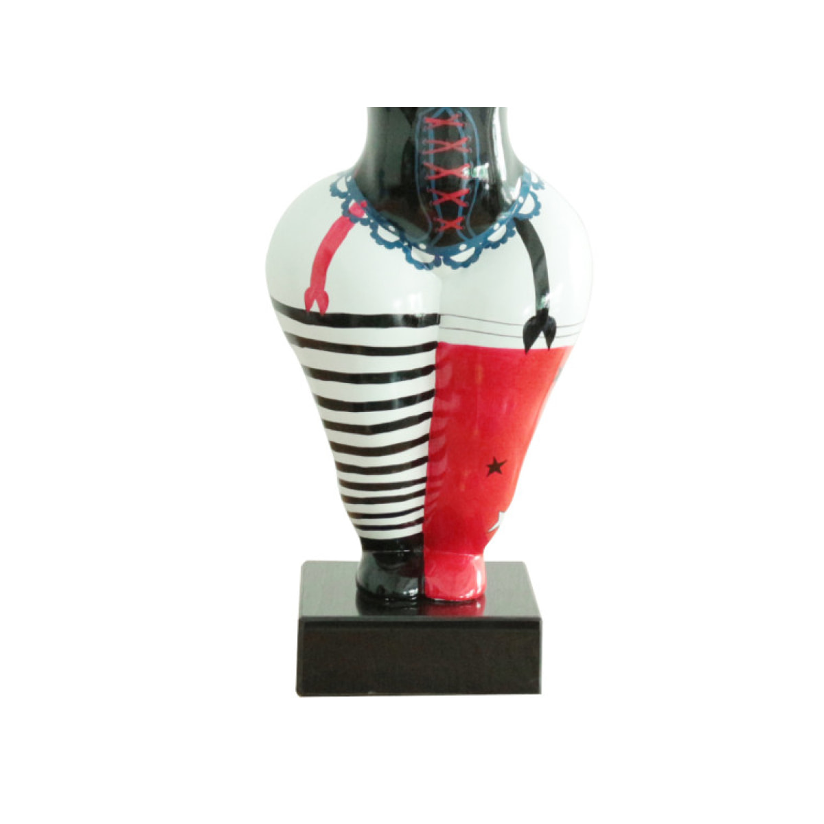 Statue femme ronde en résine rouge noir bleu H54cm - SUBHA 05