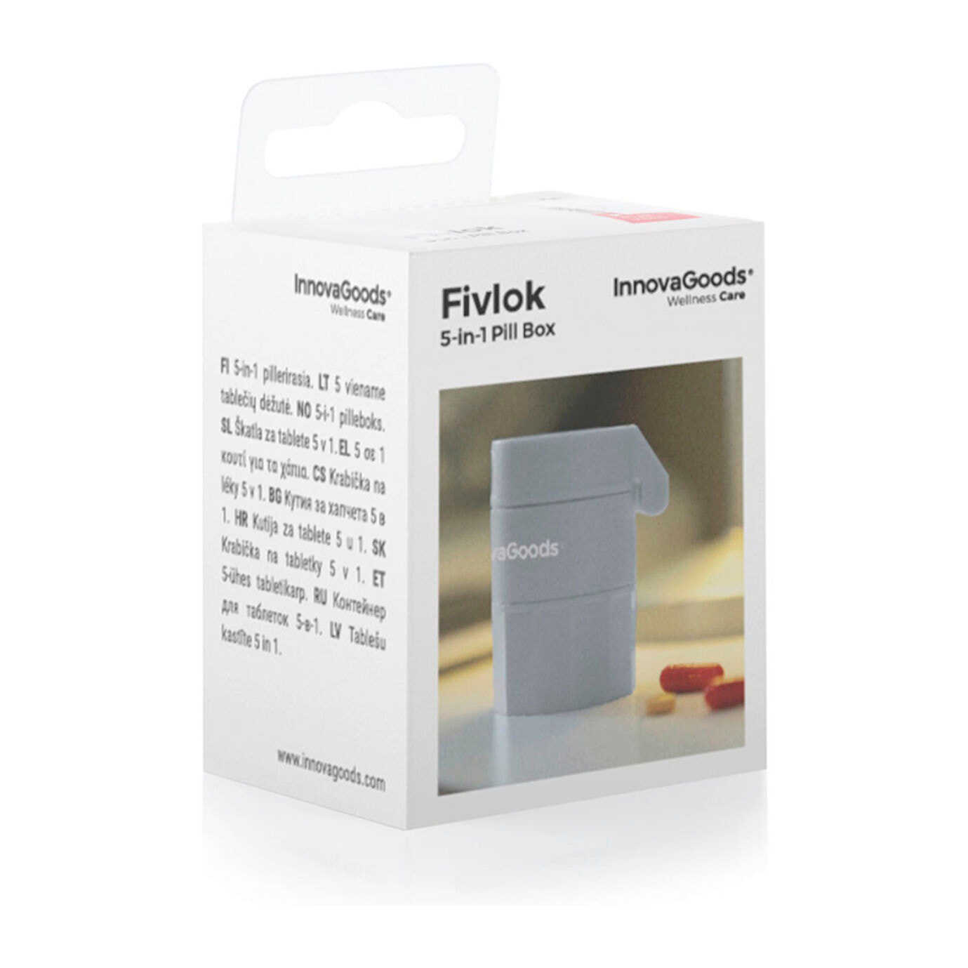 Boite à Pilule pour Couper et Broyer les Médicaments 5 en 1 Fivlok InnovaGoods
