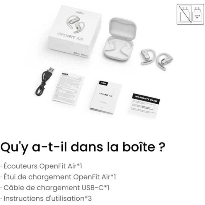 Ecouteurs SHOKZ OpenFit Air Blanc