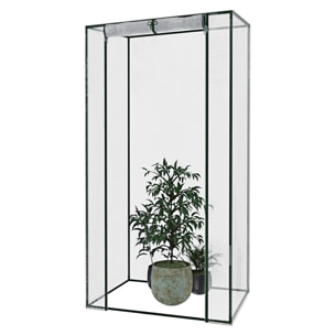 Serra Per Orto Giardino Terrazzo Balcone Senza Ripiani Struttura Metallo Verniciato Telo Trasparente PVC Con Porta Avvolgibile Apertura 95x70x190 Cm