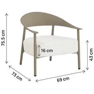 Lot de 2 fauteuils de jardin en plastique et métal "Céora" - Taupe