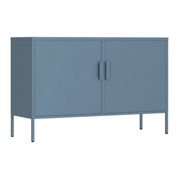 Credenza bassa in metallo 2 ante 100x40x72cm blu - Pop