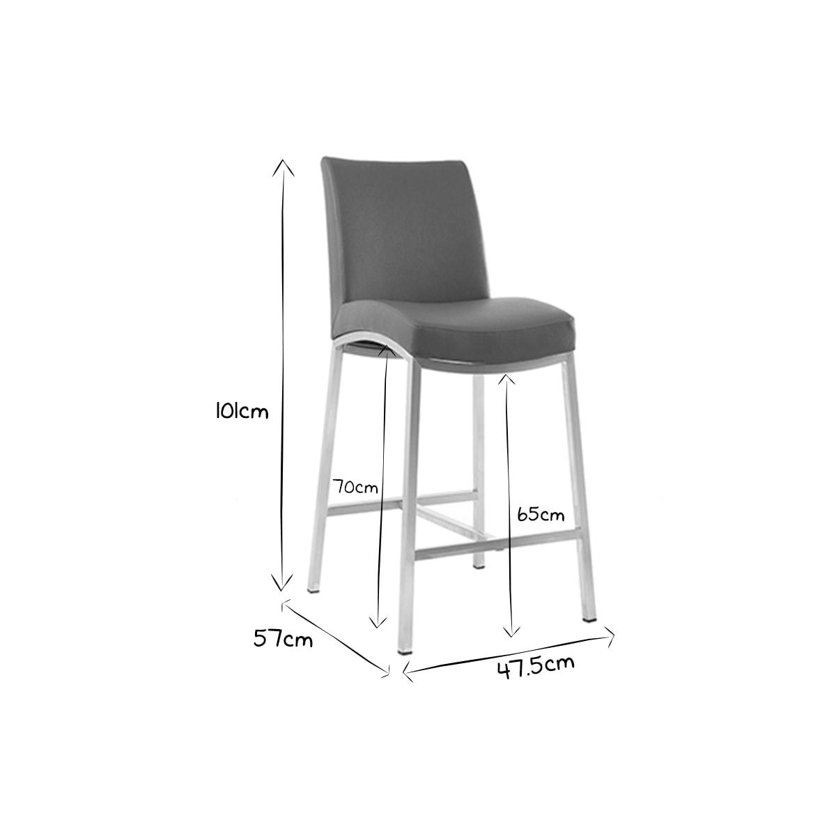 Tabourets de bar design gris clair H70 cm (lot de 2) OLLY