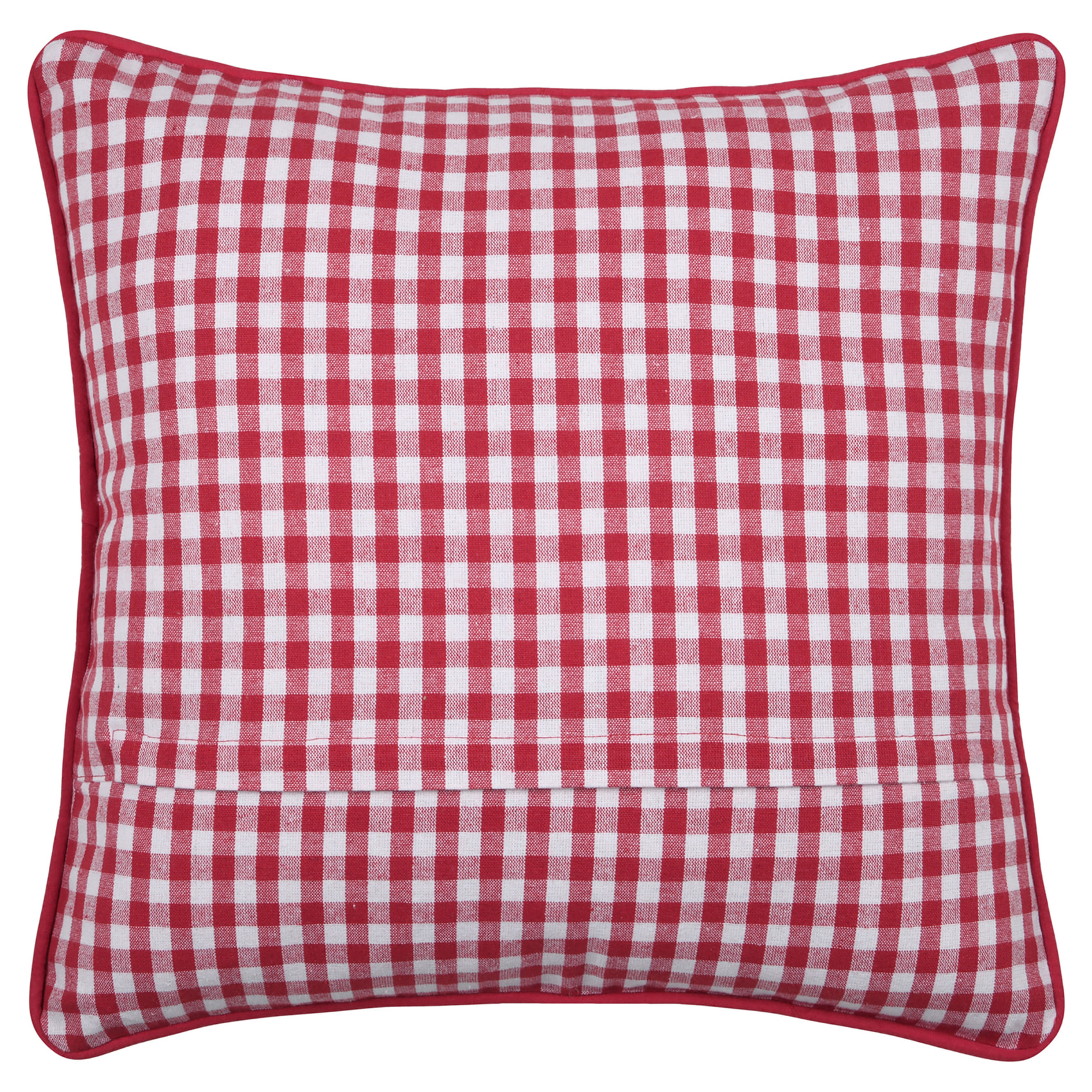 Coussin décoratif motif vichy en polycoton - Rouge