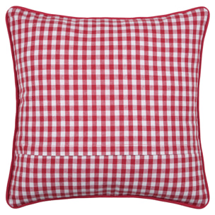 Coussin décoratif motif vichy en polycoton - Rouge