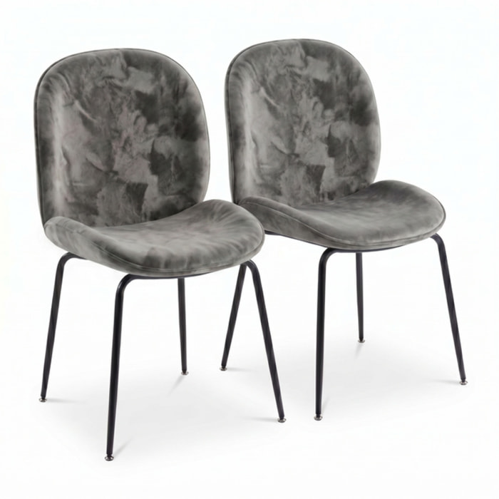 Sedia Imbottita in Effetto Velluto con Gambe in Acciaio, Design Moderno ed Elegante per Sala da Pranzo, Cucina, Soggiorno, Studio e Ufficio