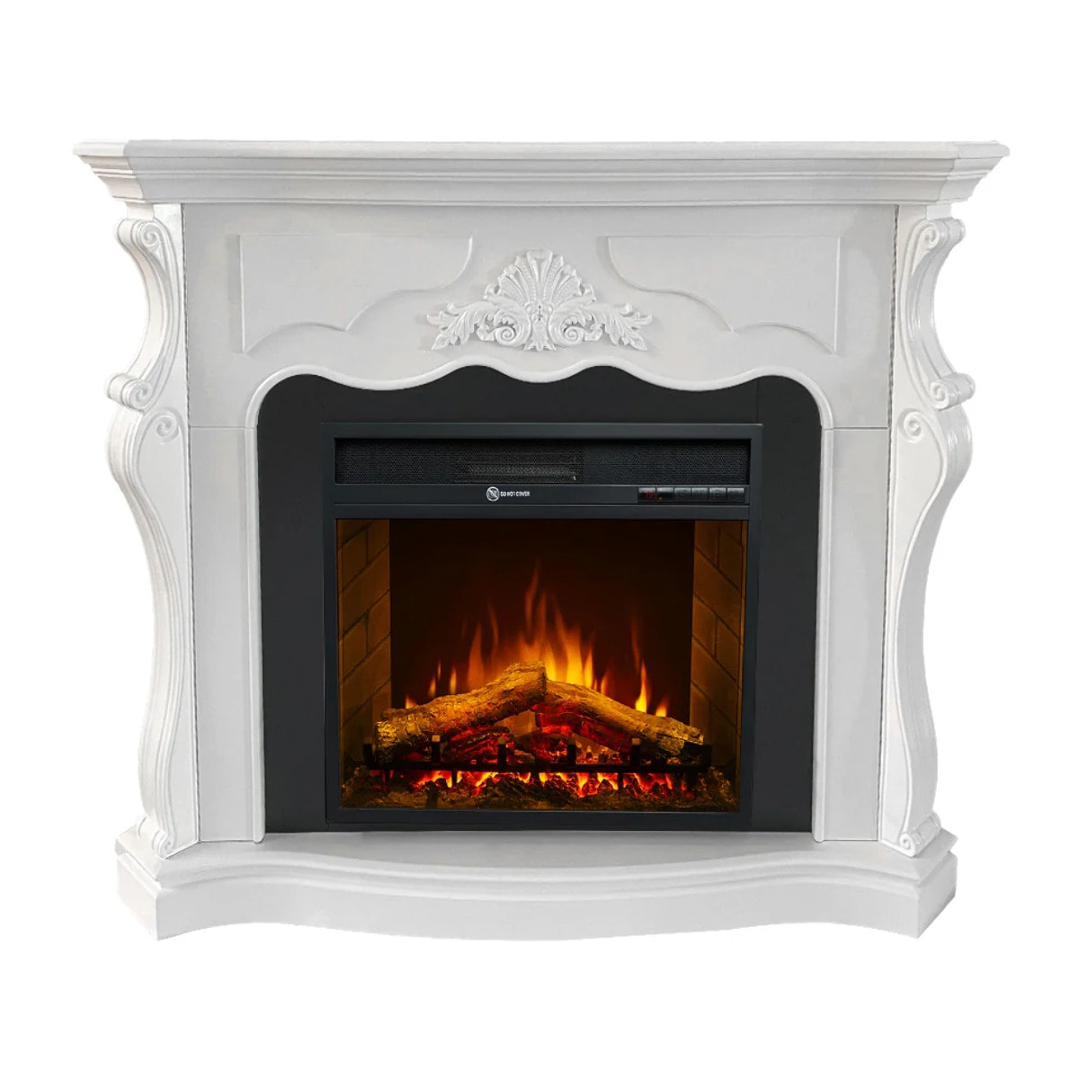 Parigi - Camino Elettrico da Terra 123x100x39 cm in Legno MDF Bianco