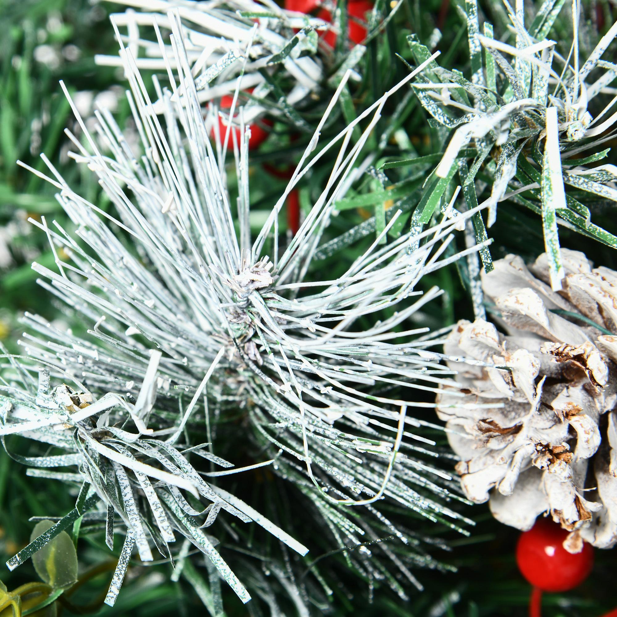 Sapins de Noël artificiel H. 75 cm aspect enneigé - lot de 2 sapins LED - 8 modes d'éclairage - 70 branches - décoration incluse - usage extérieur