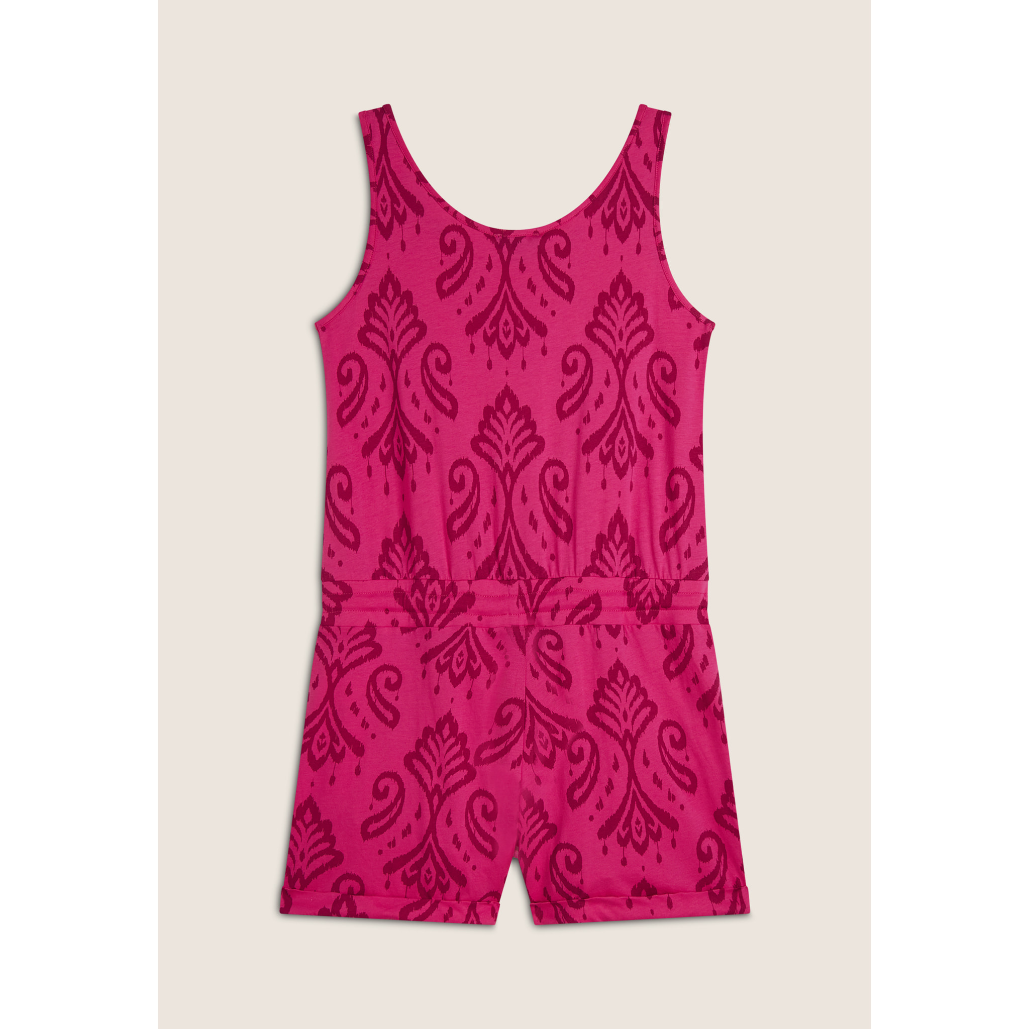 Tuta corta floreale in jersey con top a canotta