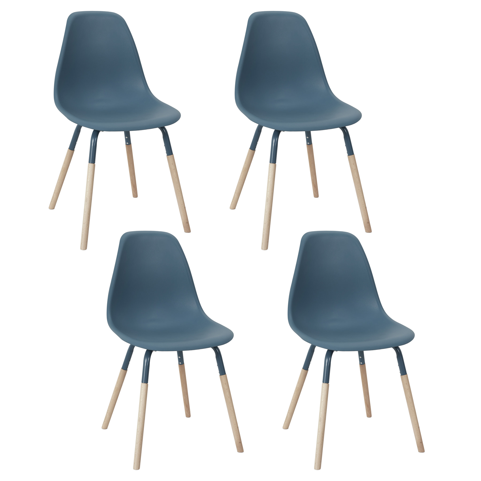 Chaise Scandinave Phenix Bleu Canard - Lot De 4