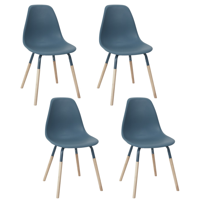 Chaise Scandinave Phenix Bleu Canard - Lot De 4