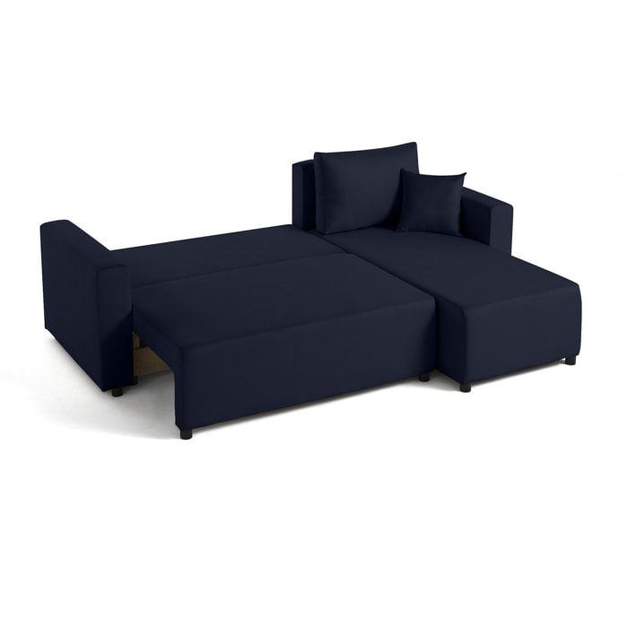 Regala - canapé d'angle réversible - 4 places - convertible avec coffre - en tissu - Bleu